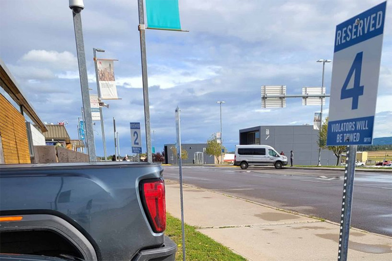 Truck in a reserved parking stall