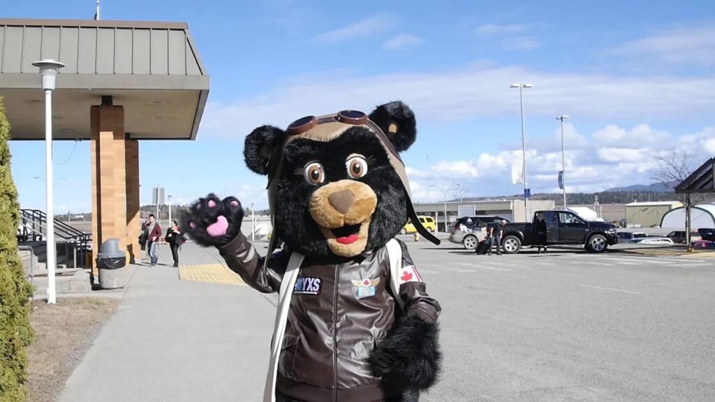 Amelia Bearhart waving hello at the Prince George Airport