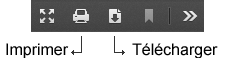 Graphique d'instructions pour les icônes d'impression et de téléchargement d'un PDF 